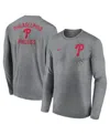 Nike Heather Charcoal Philadelphia Phillies 2-hit Legend Performance Long Sleeve T-shirt In Gray