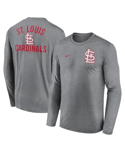 Nike Men's Heather Charcoal St. Louis Cardinals 2-hit Legend Performance Long Sleeve T-shirt