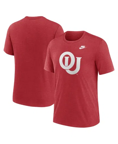 NIKE MEN'S HEATHER CRIMSON OKLAHOMA SOONERS BLITZ EVERGREEN LEGACY PRIMARY TRI-BLEND T-SHIRT