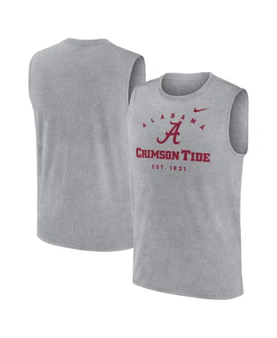Nike Men's Heather Gray Alabama Crimson Tide Primetime Legend Lock Up Performance Muscle Tank Top