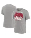 Nike Men's Heather Gray Cincinnati Reds Cooperstown Collection Retro Tri-blend T-shirt In Heather Gray