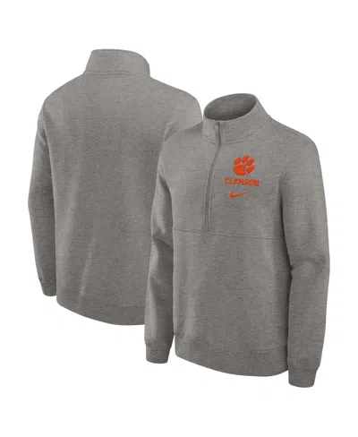 Nike Men's Heather Gray Clemson Tigers Primetime Club Half-zip Sweatshirt