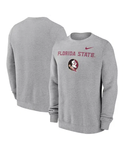 Nike Men's Heather Gray Florida State Seminoles Legacy Classic Tackle Twill Embroidered Arch Over Logo Pu
