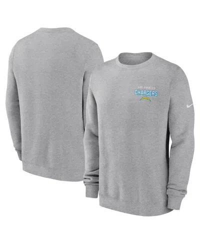 Nike Men's Heather Gray Los Angeles Chargers Primetime Club Fleece Pullover Sweatshirt