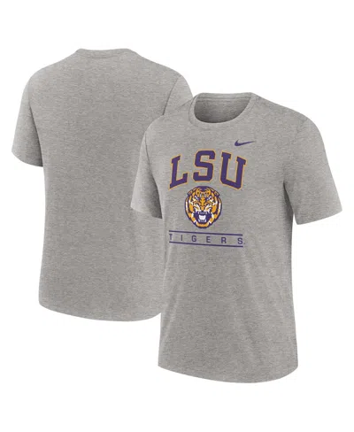 Nike Men's Heather Gray Lsu Tigers Arch Over Logo Tri-blend T-shirt