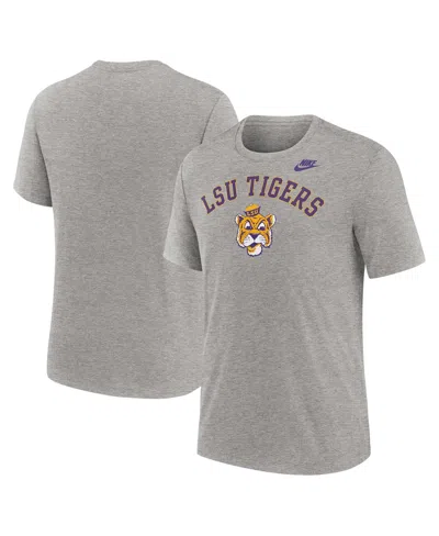 NIKE MEN'S HEATHER GRAY LSU TIGERS LEGACY ARCH TRI-BLEND T-SHIRT