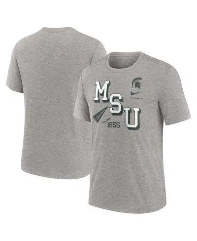 Nike Men's Heather Gray Michigan State Spartans Blitz Roll Call Tri-blend T-shirt