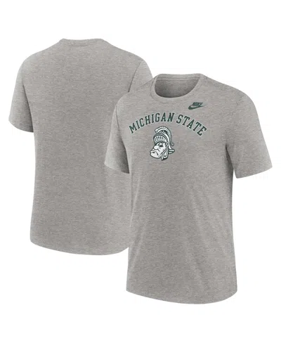 NIKE MEN'S HEATHER GRAY MICHIGAN STATE SPARTANS LEGACY ARCH TRI-BLEND T-SHIRT