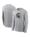 Nike Men's Heather Gray Michigan State Spartans Primetime Evergreen Fleece Pullover Sweatshirt In Heather Gray