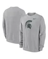 Nike Men's Heather Gray Michigan State Spartans Primetime Evergreen Fleece Pullover Sweatshirt In Heather Gray
