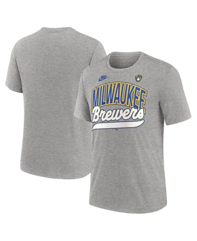 Nike Heather Gray Milwaukee Brewers Cooperstown Collection Retro Tri-blend T-shirt