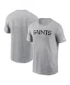 Nike Men's Heather Gray New Orleans Saints Primetime Wordmark Essential T-shirt In Heather Gray