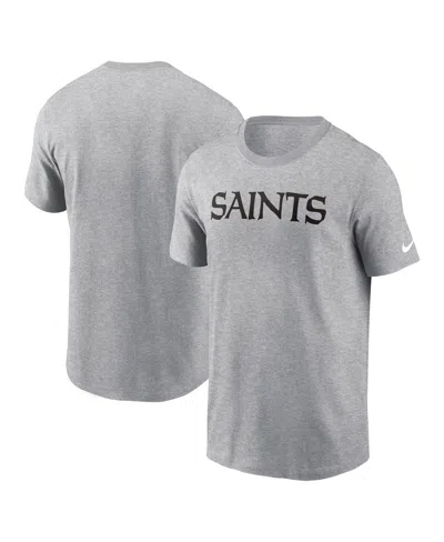 Nike Men's Heather Gray New Orleans Saints Primetime Wordmark Essential T-shirt