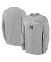Nike Heather Gray New York Yankees Pullover Sweatshirt In Heather Gray