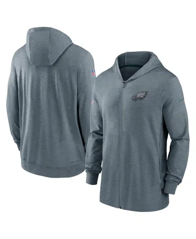 Nike Men's Heather Gray Philadelphia Eagles Sideline Team Pop Full-zip Hoodie Jacket