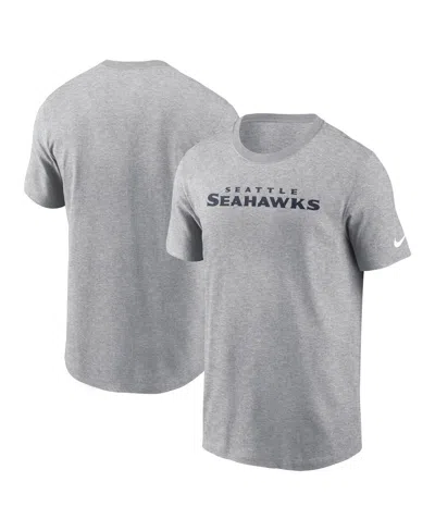 NIKE MEN'S HEATHER GRAY SEATTLE SEAHAWKS PRIMETIME WORDMARK ESSENTIAL T-SHIRT