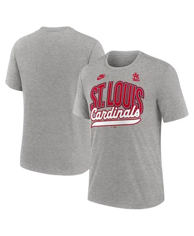 NIKE MEN'S HEATHER GRAY ST. LOUIS CARDINALS COOPERSTOWN COLLECTION RETRO TRI-BLEND T-SHIRT