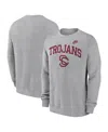 Nike Men's Heather Gray Usc Trojans Legacy Classic Tackle Twill Embroidered Arch Over Logo Pullover Sweat In Heather Gray