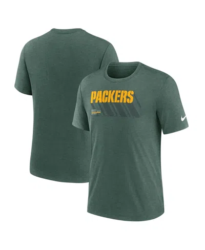 NIKE MEN'S HEATHER GREEN BAY PACKERS LONG PASS TRI-BLEND T-SHIRT