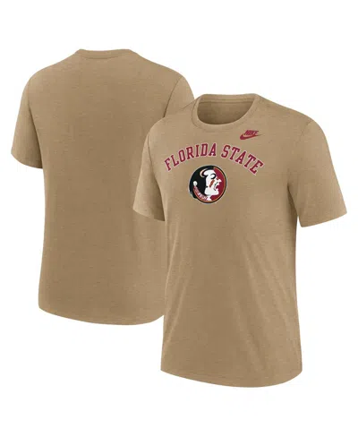 Nike Men's Heather Light Brown Florida State Seminoles Legacy Arch Tri-blend T-shirt