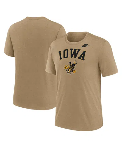 Nike Men's Heather Light Brown Iowa Hawkeyes Legacy Arch Tri-blend T-shirt
