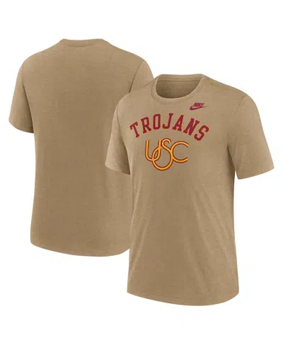 Nike Men's Heather Light Brown Usc Trojans Legacy Arch Tri-blend T-shirt