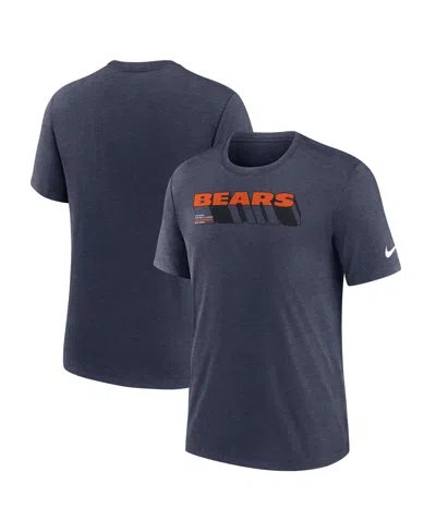 Nike Heather Navy Chicago Bears Long Pass Tri-blend T-shirt In Blue