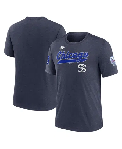 Nike Men's Heather Navy Chicago White Sox Cooperstown Collection Eras Tri-blend T-shirt In Blue