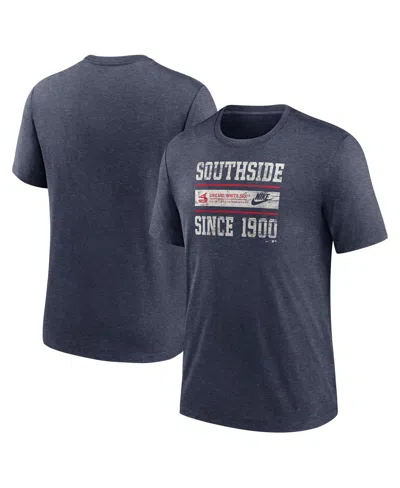 Nike Men's Heather Navy Chicago White Sox Cooperstown Collection Local Stack Tri-blend T-shirt In Blue
