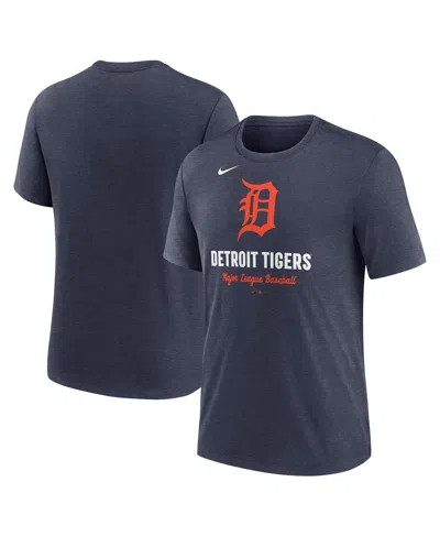 NIKE MEN'S HEATHER NAVY DETROIT TIGERS LOGO TRI-BLEND T-SHIRT
