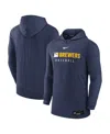 Nike Milwaukee Brewers Authentic Collection  Men's Dri-fit Mlb Pullover Hoodie In Black