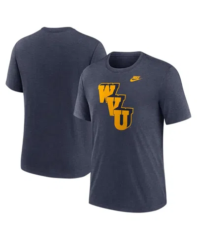 NIKE MEN'S HEATHER NAVY WEST VIRGINIA MOUNTAINEERS BLITZ EVERGREEN LEGACY PRIMARY TRI-BLEND T-SHIRT