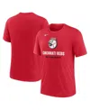 Nike Heather Red Cincinnati Reds Logo Tri-blend T-shirt In Heather Red