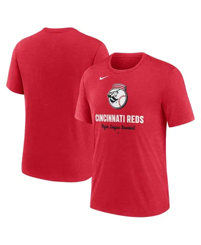 NIKE MEN'S HEATHER RED CINCINNATI REDS LOGO TRI-BLEND T-SHIRT