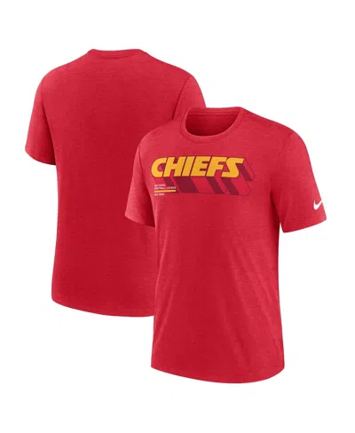 Nike Heather Red Kansas City Chiefs Long Pass Tri-blend T-shirt