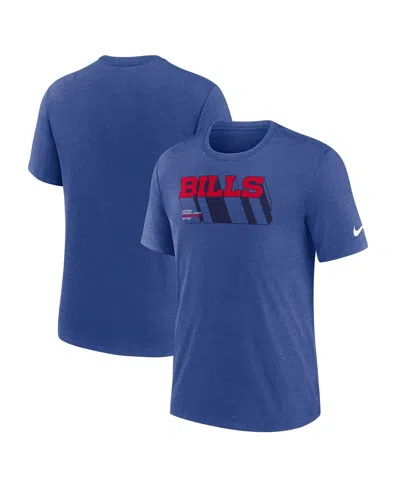 NIKE MEN'S HEATHER ROYAL BUFFALO BILLS LONG PASS TRI-BLEND T-SHIRT
