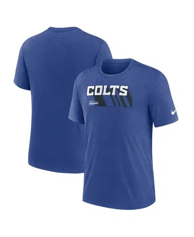 NIKE MEN'S HEATHER ROYAL INDIANAPOLIS COLTS LONG PASS TRI-BLEND T-SHIRT