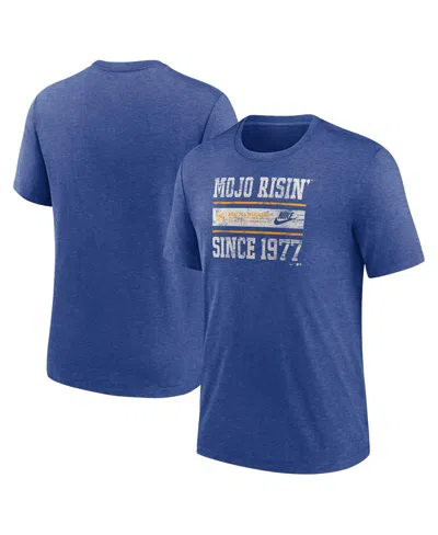Nike Men's Heather Royal Seattle Mariners Cooperstown Collection Local Stack Tri-blend T-shirt