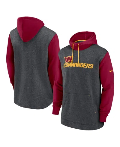 Nike Men's Heathered Charcoal/burgundy Washington Commanders Surrey Legacy Pullover Hoodie In Heather Charcoal,burgundy