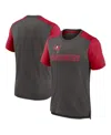 Nike Men's Heathered Pewter/heathered Red Tampa Bay Buccaneers Color Block Team Name T-shirt In Pewter,heather Red