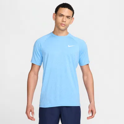 Nike Men's Heathered Short-sleeve Hydroguard Swim Shirt In Blue
