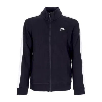 Nike Men's High Neck Sweatshirt Sportswear Club Bb Track Jacket Black/white/black/white In Multi