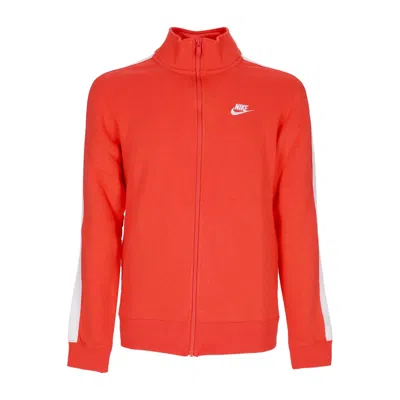 Nike Men's High Neck Sweatshirt Sportswear Club Bb Track Jacket Lt Crimson/white In Red