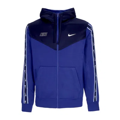 Nike Men's Hooded Tracksuit Jacket Sportswear Repeat Sw Pk Full-zip Hoodie Deep Royal Blue/blackened Blue In Multi