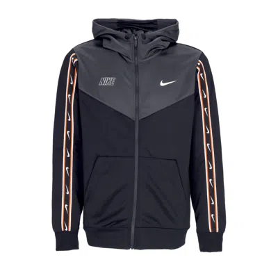 Nike Men's Hooded Tracksuit Jacket Sportswear Repeat Sw Pk Full-zip Hoodie Black/dk Smoke Grey/white In Blue