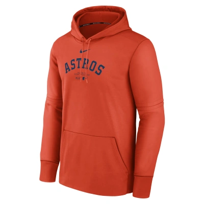 Nike Men's Houston Astros Authentic Collection Practice  Therma Mlb Pullover Hoodie In Orange