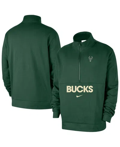 Nike Hunter Green Milwaukee Bucks Courtside Club Half-zip Jacket