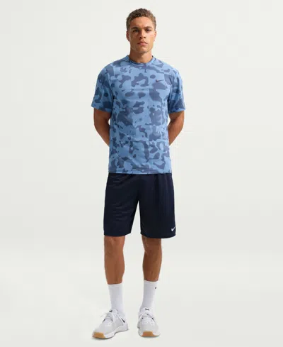 Nike Men's Hyverse Dri-fit Uv Short-sleeve Training Crewneck T-shirt In Blue