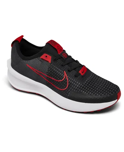 Nike Men's Interact Run Running Sneakers From Finish Line In Black,fire Red