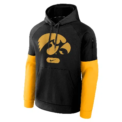 Nike Men's Iowa Hawkeyes Fitness Menâs  Therma College Pullover Hoodie In Black